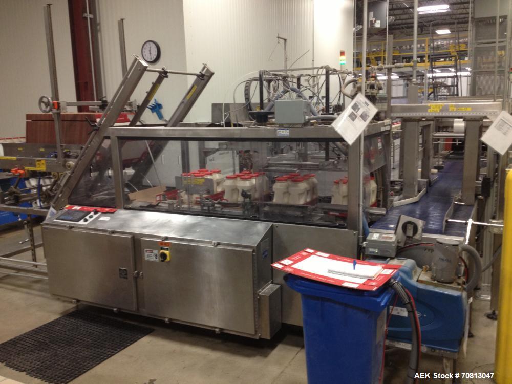 Used Zepf Technologies (Barry Wehmiller) Model 4000 Wraparound hot melt case packer. Capable of speeds up to 20 cases per minute (Depending on product, collation and pack pattern).  Case size range: ...