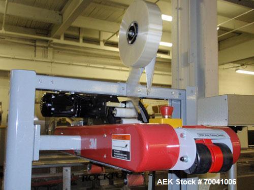 Used 3M-Matic Top and Bottom Random Case Sealer, Model 700R, Type 39600, Carbon Steel. Up to 15 cases per minute, minimum case size 6" wide x 4.75" high x 6" long, maximum case size 21.5" wide x 24.5...