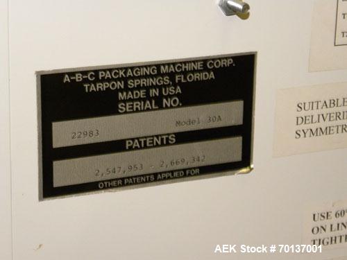Used A-B-C Packaging Machine Corp Model 30A Automatic Top and Bottom Hot Melt C