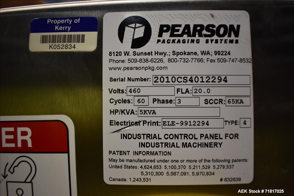 Used Pearson Model CS40-G Automatic Stainless Steel Hot Melt Top Case Sealer.