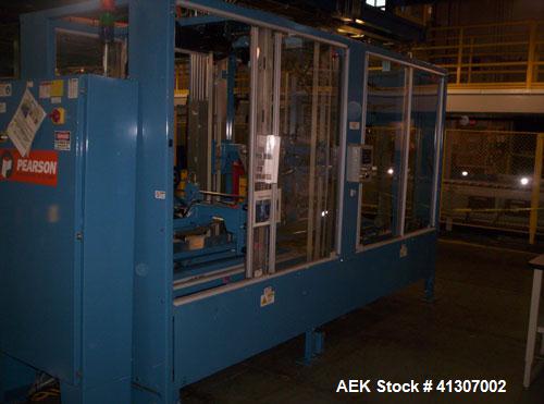 Used Pearson Model CS-30-RT, Random Sealer - Top Tape Only. Allen Bradley SLC 5/05 PLC and Panelview 300 operator interface. 24 VDC, 20 cpm.
