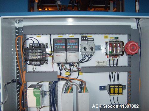 Used Pearson Model CS-30-RT, Random Sealer - Top Tape Only. Allen Bradley SLC 5/05 PLC and Panelview 300 operator interface. 24 VDC, 20 cpm.