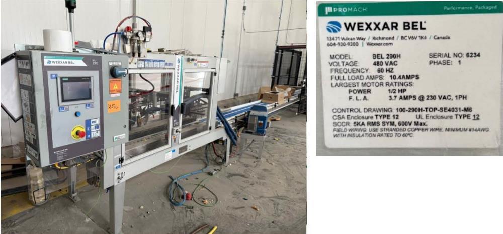 Used Wexxar BEL 290 H High-Speed Automatic Case Sealer with Nordson Glue System