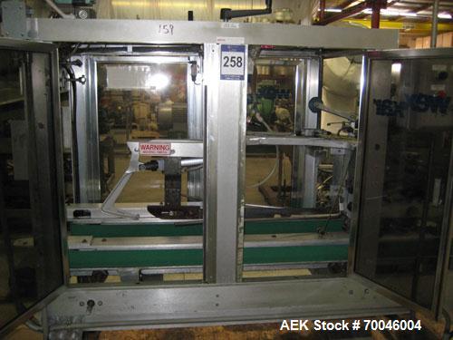 Used Wexxar Top Only Automatic Case Sealer, Model WST-07. Capable of speeds up to 35 cases per minute. Has a case size range: Length 12" to 32" (305mm to 838mm), Width 10" to 22.5" (254mm to 572mm), ...