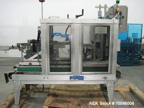 Used Wexxar Top Only Automatic Case Sealer, Model WST-07. Capable of speeds up to 35 cases per minute. Has a case size range: Length 12" to 32" (305mm to 838mm), Width 10" to 22.5" (254mm to 572mm), ...