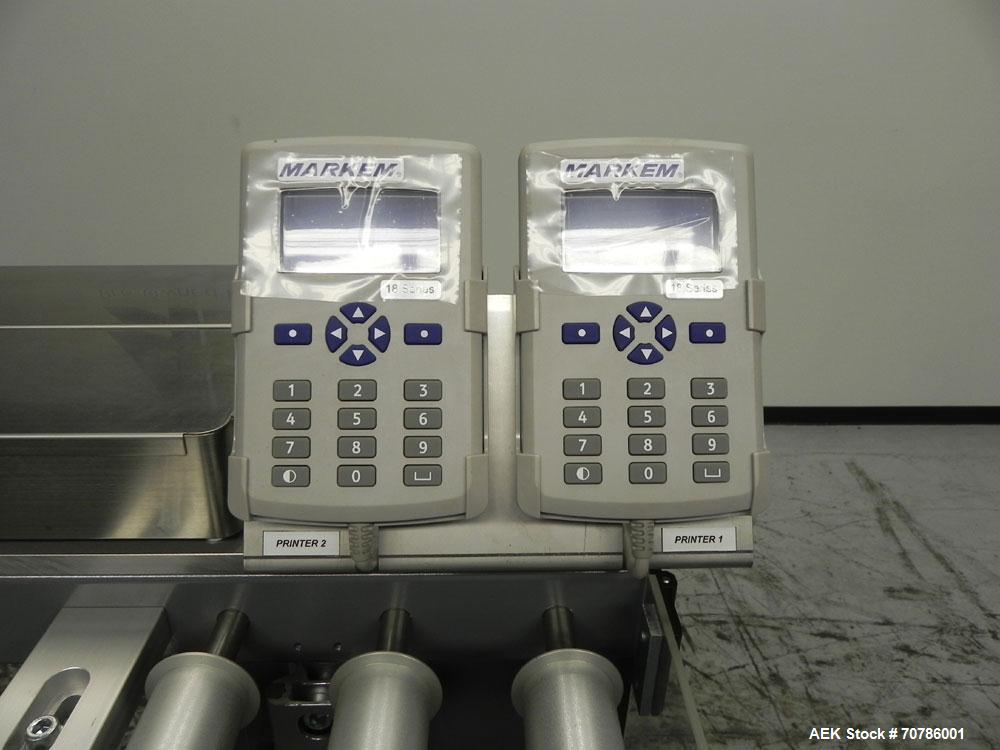 Unused- ATS (Felins) Model US-2100 Wide Format Banding Machine. Machine is capable of speeds up to 25-30 bandings per minute. Uses a "wide format" band width sizes of 3" (75mm) to 4" ( 100mm). Has an...