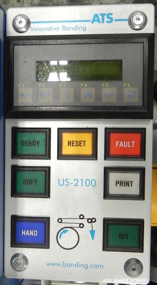 Unused- ATS (Felins) Model US-2100 Wide Format Banding Machine. Machine is capable of speeds up to 25-30 bandings per minute. Uses a "wide format" band width sizes of 3" (75mm) to 4" ( 100mm). Has an...