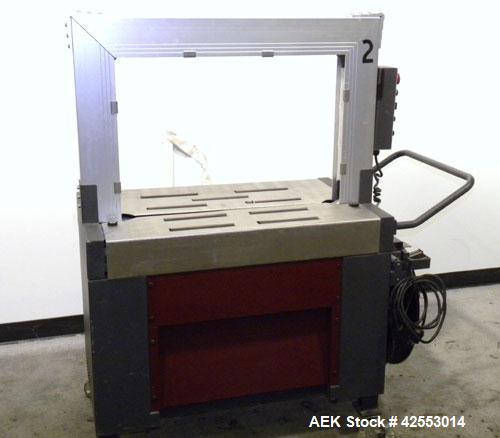 Used Ovalstrapping Modular Strapping Machine, Series JO, Carbon Steel. Approximately 52 straps per minute. Plastic strap size 6, 9, 12, and 15mm, heat seal.1/60/115 volt.Arch is 19"Hx 29"W Mounted on...