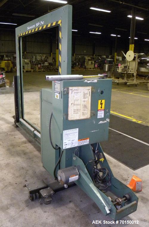 Used Signode Side Seal Plastic Strapping Machine, model SP-710, carbon steel. Production rate will vary on package size. 62’’ wide x 62’’ tall chute opening, maximum package size 60’’ x 60’’. Mounted...