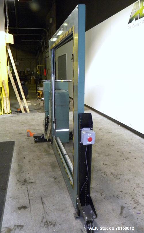 Used Signode Side Seal Plastic Strapping Machine, model SP-710, carbon steel. Production rate will vary on package size. 62’’ wide x 62’’ tall chute opening, maximum package size 60’’ x 60’’. Mounted...