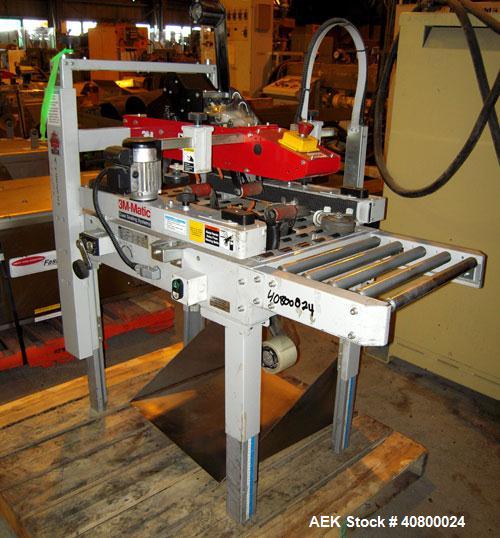 Used 3M Top and Bottom Case Taper, Model 120A3, Type 19700, Carbon Steel. Up to 25 cases per minute, minimum case size 4.75" wide x 4.75" high x 6" long, maximum case size 20" wide x 20" high x unlim...