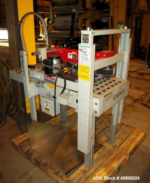 Used 3M Top and Bottom Case Taper, Model 120A3, Type 19700, Carbon Steel. Up to 25 cases per minute, minimum case size 4.75" wide x 4.75" high x 6" long, maximum case size 20" wide x 20" high x unlim...