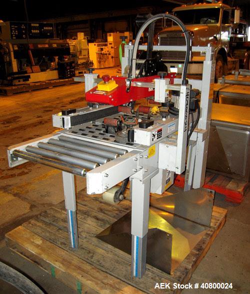 Used 3M Top and Bottom Case Taper, Model 120A3, Type 19700, Carbon Steel. Up to 25 cases per minute, minimum case size 4.75" wide x 4.75" high x 6" long, maximum case size 20" wide x 20" high x unlim...