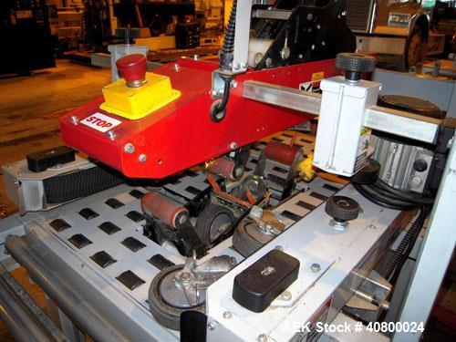 Used 3M Top and Bottom Case Taper, Model 120A3, Type 19700, Carbon Steel. Up to 25 cases per minute, minimum case size 4.75" wide x 4.75" high x 6" long, maximum case size 20" wide x 20" high x unlim...