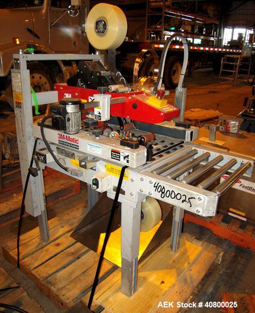 Used 3M Top and Bottom Case Taper, Model 120A3, Type 19700, Carbon Steel. Up to 25 cases per minute, minimum case size 4.75" wide x 4.75" high x 6" long, maximum case size 20" wide x 20" high x unlim...