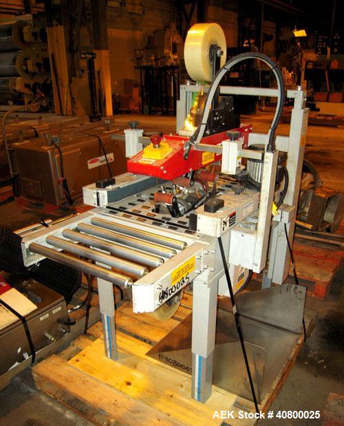 Used 3M Top and Bottom Case Taper, Model 120A3, Type 19700, Carbon Steel. Up to 25 cases per minute, minimum case size 4.75" wide x 4.75" high x 6" long, maximum case size 20" wide x 20" high x unlim...