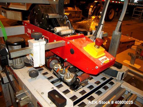 Used 3M Top and Bottom Case Taper, Model 120A3, Type 19700, Carbon Steel. Up to 25 cases per minute, minimum case size 4.75" wide x 4.75" high x 6" long, maximum case size 20" wide x 20" high x unlim...