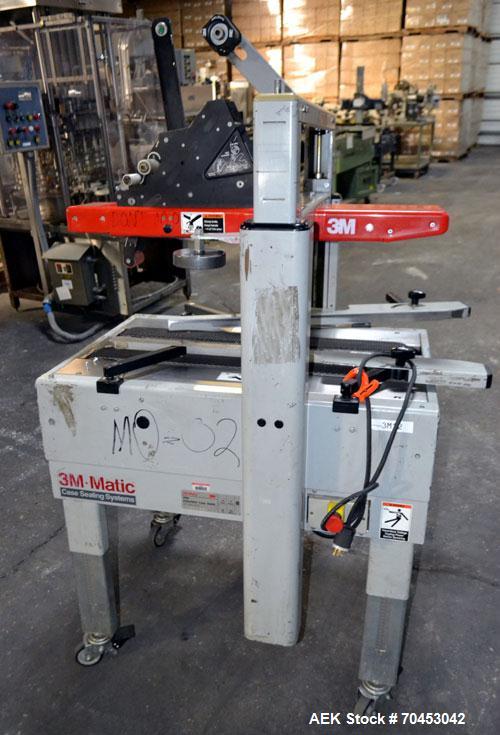 Used 3M-Matic Top & Bottom Adjustable Case Sealer, Model 200A, Type 29200, Carbon Steel. Up to 40 cases per minute, minimum case size 6" wide x 4.75" high x 6" long, maximum case size 21.5" wide x 24...