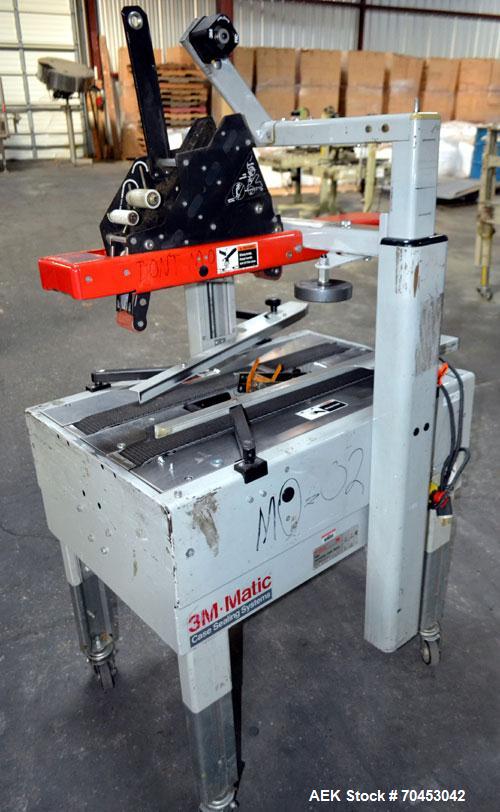 Used 3M-Matic Top & Bottom Adjustable Case Sealer, Model 200A, Type 29200, Carbon Steel. Up to 40 cases per minute, minimum case size 6" wide x 4.75" high x 6" long, maximum case size 21.5" wide x 24...