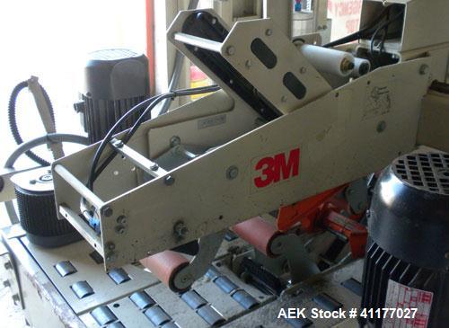 Used 3M Top and Bottom Case Taper, Model 12RF, Type 18700, Carbon Steel. Up to 8 cases per minute. Case size range: Length 10’’ to 24’’, Width 8’’ to 19-1/2’’, Height 6’’ to 20’’. Tape width 3". Moto...