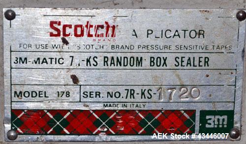 Used 3M-Matic 7R-KS Random Top And Bottom Box Sealer, Model 178, Carbon Steel.