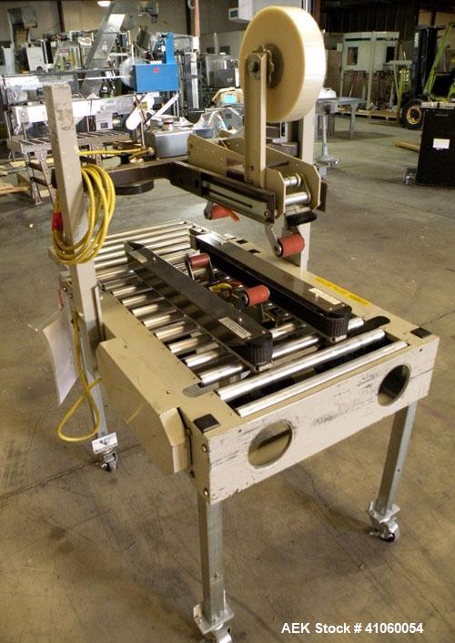 Used 3M Top and Bottom Adjustable Case Sealer, Model 8A, Type 18300, Carbon Steel. Up to 30 cases per minute. Case size range: length 6’’ to unlimited, width 4.5’’ to 20’’, height 4-3/4’’ to 20’’. Ma...