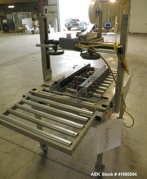 Used 3M Top and Bottom Adjustable Case Sealer, Model 8A, Type 18300, Carbon Steel. Up to 30 cases per minute. Case size range: length 6’’ to unlimited, width 4.5’’ to 20’’, height 4-3/4’’ to 20’’. Ma...