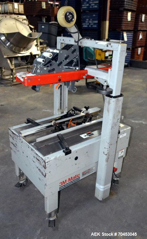 Used 3M-Matic Top & Bottom Adjustable Case Sealer, Model 200A, Type 19000, Carbon Steel. Up to 40 cases per minute, minimum case size 6" wide x 4.75" high x 6" long, maximum case size 21.5" wide x 24...