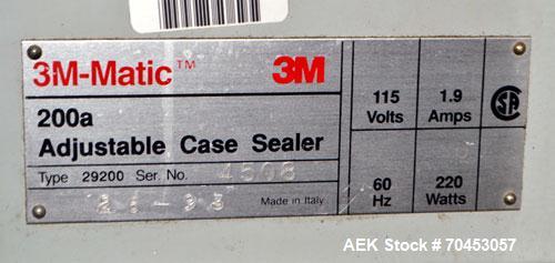 Used 3M 200A-29200 Semi auto adjustable top / bottom case taper capable of speeds up to 27 cpm depending on application, and operator dexterity. Case size range of: 6" - unlimited L x 4 1/2" - 20" W ...