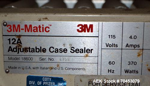 Used 3M 12A-18600 Semi auto adjustable top case taper capable of speeds up to 27 cpm depending on application, and operator dexterity. Case size range of: 6" - unlimited L x 4 1/2" - 20" W x 4 3/4" -...