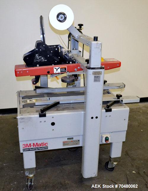 Used 3M-Matic Model 200A Top Only Adjustable Case Sealer. Up to 40 cases per minute, minimum case size 6” wide x 4.75” high x 6”' long, maximum case size 21.5” wide x 24.5” to 28.5” high x unlimited ...