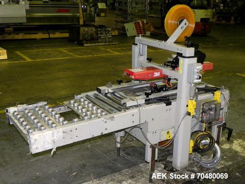 Used 3M-Matic Top & Bottom Adjustable Case Sealer, Model 200A, Type 29200, Carbon Steel. Up to 40 cases per minute, minimum case size 6" wide x 4.75" high x 6'' long, maximum case size 21.5" wide x 2...