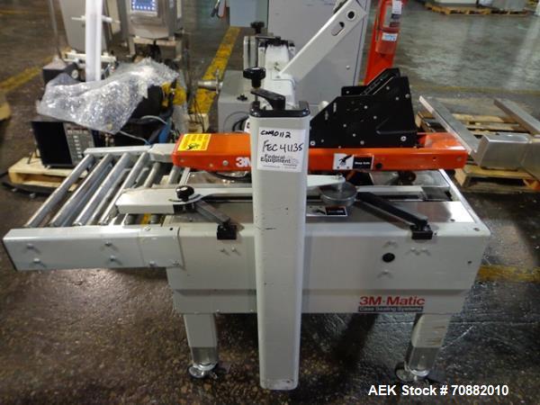 Used 3M Model 200A, Type 19000 Top and Bottom Adjustable Case Sealer. Up to 40 cases per minute, minimum case size 6" wide x 4.75" high x 6"' long, maximum case size 21.5" wide x 24.5" to 28.5" high ...