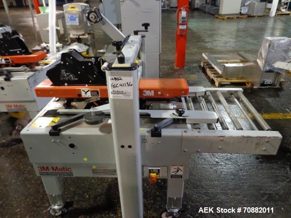 Used 3M Model 200A, Type 29200 Top and Bottom Adjustable Case Sealer. Up to 40 cases per minute, minimum case size 6" wide x 4.75" high x 6"' long, maximum case size 21.5" wide x 24.5" to 28.5" high ...