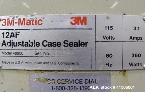 Used- 3M-Matic Top Only Adjustable Case Sealer, Model 12AF, Type 48800, Carbon Steel. Capable of speeds up to 26 cases per m...