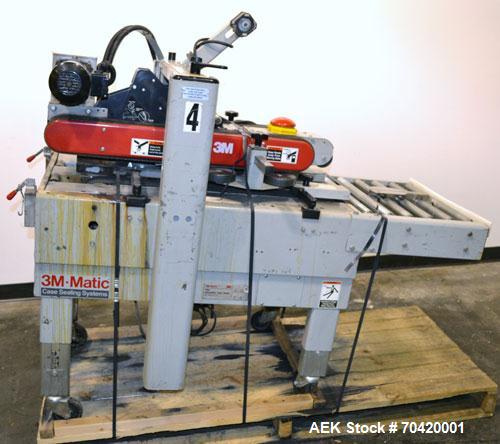Used 3M-Matic Top and Bottom Adjustable Case Sealer, Model 700A, Type 29200, Carbon Steel. Up to 30 cases per minute. Case size range:  length 6’’ to unlimited, width 6’’ to 21-1/2’’, height 4-3/4’’ ...
