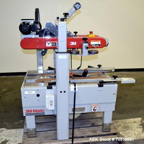 Used 3M-Matic 700A Top and Bottom Adjustable Case Sealer, Type 39600. Rated speeds up to 30 cases per minute. Case size range:  length 6” to unlimited, width 6” to 21-1/2”, height 4-3/4” to 24-1/2”. ...