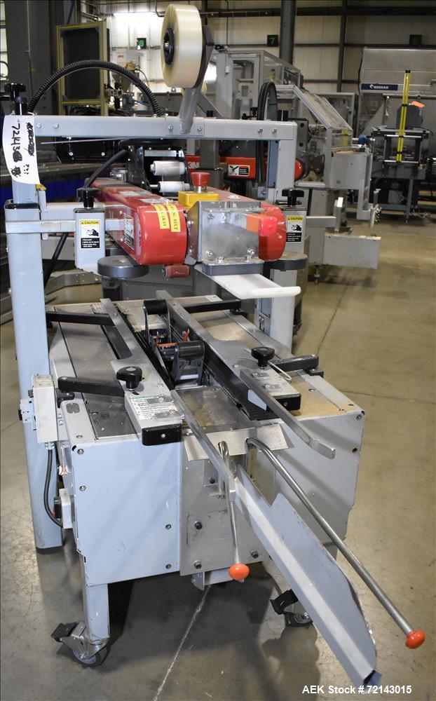 Used 3M-Matic Model 700A Adjustable Top and Bottom Case Sealer. The type 39600 is capable of speeds up to 30 cases per minute with a case size range of: (length) 6" to unlimited x (width) 6" to 21.5"...