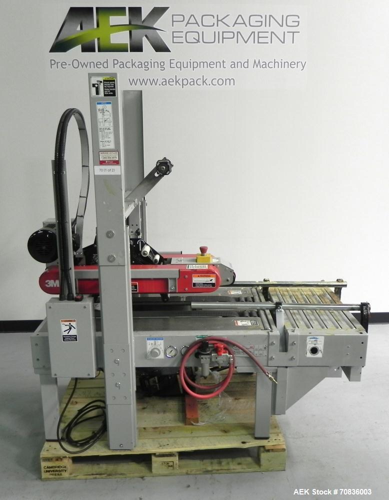 Used 3M-Matic Model 700RKS Top Random Case Sealer. Has 3" w Top tape head. Capable of speeds up to 15 cases per minute. Case size range: (width) 7" - 25.5" (length) 6" - unlimited (Height) 4.75" - 25...