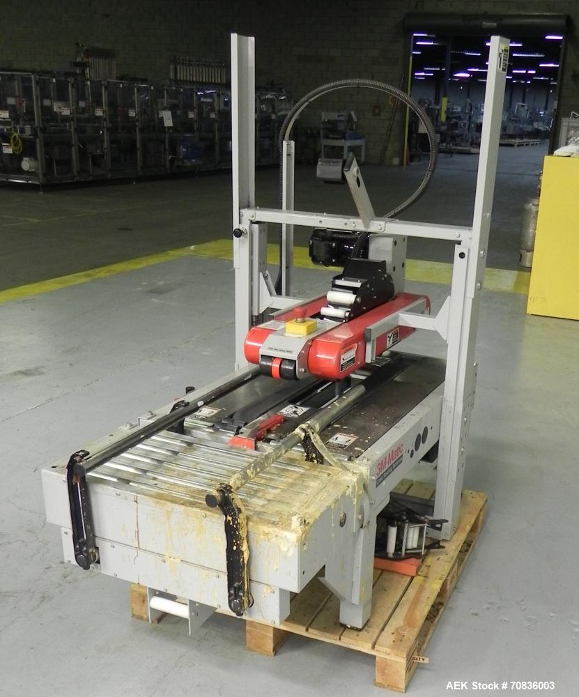 Used 3M-Matic Model 700RKS Top Random Case Sealer. Has 3" w Top tape head. Capable of speeds up to 15 cases per minute. Case size range: (width) 7" - 25.5" (length) 6" - unlimited (Height) 4.75" - 25...
