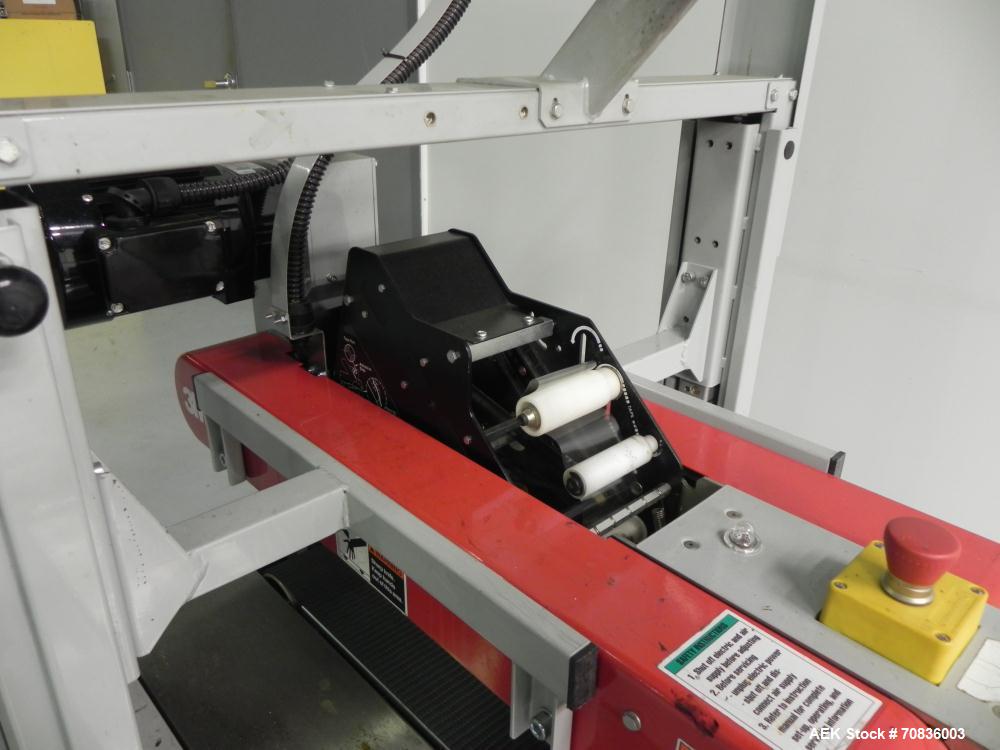 Used 3M-Matic Model 700RKS Top Random Case Sealer. Has 3" w Top tape head. Capable of speeds up to 15 cases per minute. Case size range: (width) 7" - 25.5" (length) 6" - unlimited (Height) 4.75" - 25...