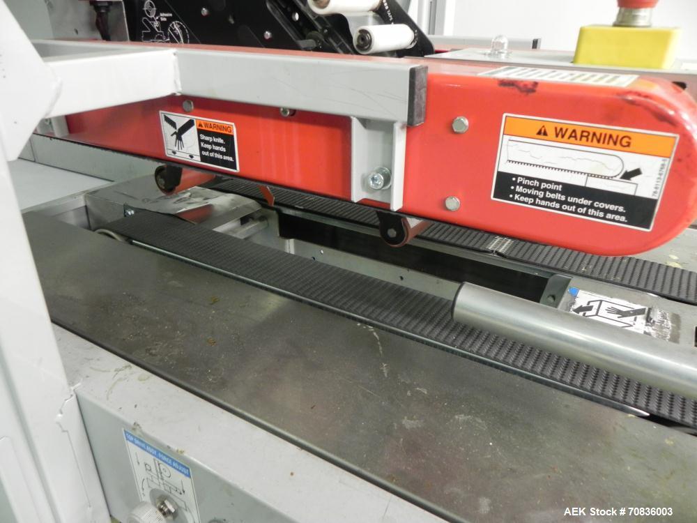 Used 3M-Matic Model 700RKS Top Random Case Sealer. Has 3" w Top tape head. Capable of speeds up to 15 cases per minute. Case size range: (width) 7" - 25.5" (length) 6" - unlimited (Height) 4.75" - 25...