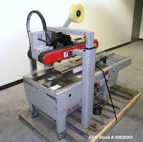 Used 3M-Matic Top And Bottom Random Case Sealer, Model 700R, Type 39600, Carbon Steel. Up to 15 cases per minute, minimum case size 6" wide x 4.75" high x 6" long, maximum case size 21.5" wide x 24.5...
