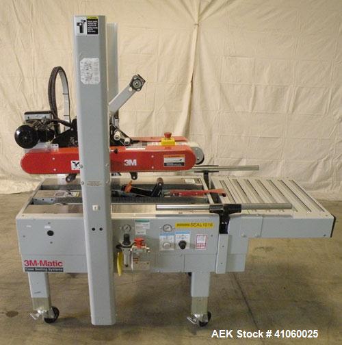Used 3M-Matic Top and Bottom Random Case Sealer, Model 700R, Type 39600, Carbon Steel. Up to 15 cases per minute, minimum case size 6" wide x 4.75" high x 6" long, maximum case size 21.5" wide x 24.5...