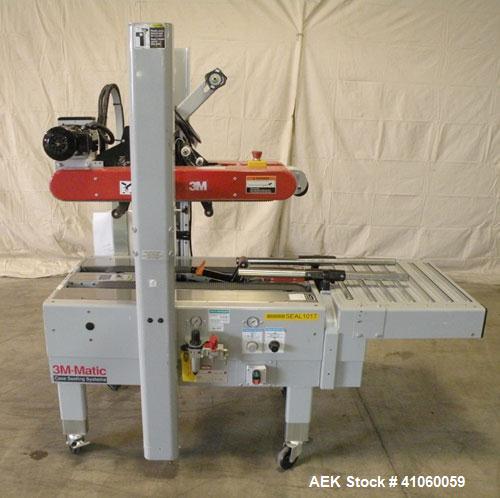 Used 3M-Matic Top And Bottom Random Case Sealer, Model 700R, Type 39600, Carbon Steel. Up to 15 cases per minute, minimum case size 6" wide x 4.75" high x 6" long, maximum case size 21.5" wide x 24.5...
