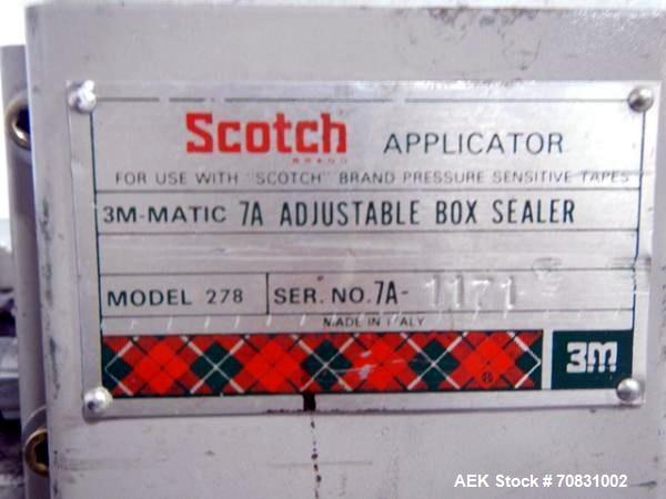 Used 3M Model 7A, Type 278, Semi- Automatic Adjustable Top and Bottom Case Sealer