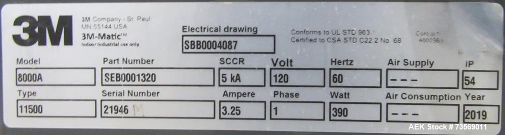 Used 3M-Matic 8000A Adjustable Case Sealer – AccuGlide Taping Head, 40 CPM (2019)