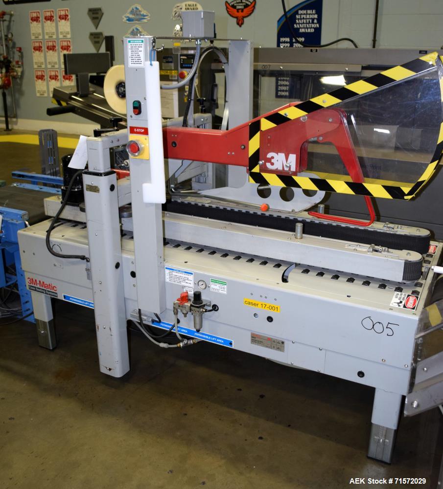 Used 3M Model 800af Adjustable Case Sealer (type 39600). Machine is capable of speeds up to 28 cases per minute. Has a case size range of: 6" - 30" or 150mm - 760mm (length), 4.75" - 21.5" or 120mm -...