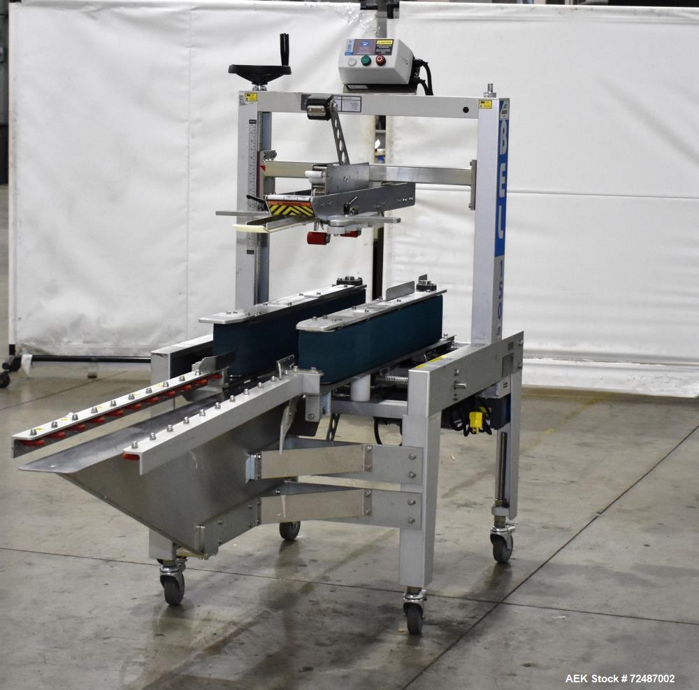 Used Belcor 150 Top and Bottom Case Tape Sealer, Model BEL 150SF. Rated up to 30 cases per minute. Case size range: 8" to unlimited (length) x  5-1/2" to 17-3/8" (width) x 4" to 21" (height). Case se...