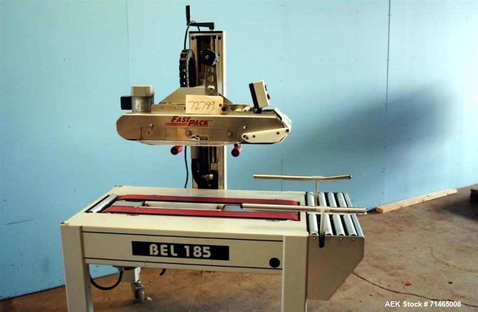 Used Belcor (Wexxar) Model 185 automatic random top case taper sealer. Capable of speeds up to 20 cases per minute. Has a case size range: 8" - unlimited length, 6" to 20" width,  4-1/2" - 19-1/2" he...